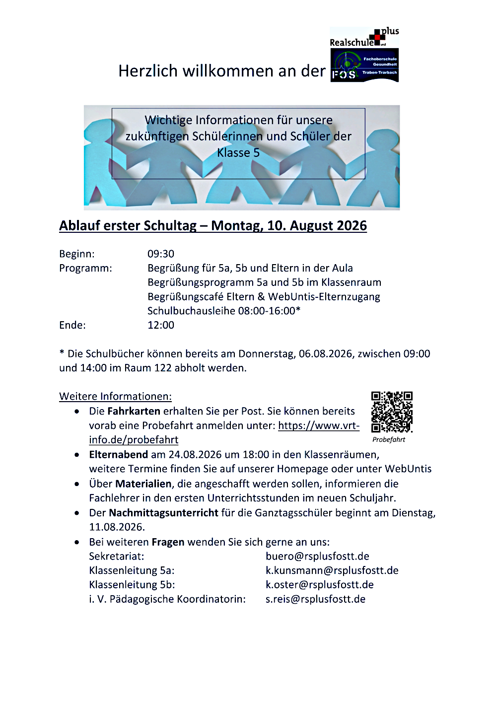 Ablauf erster Schultag 2026